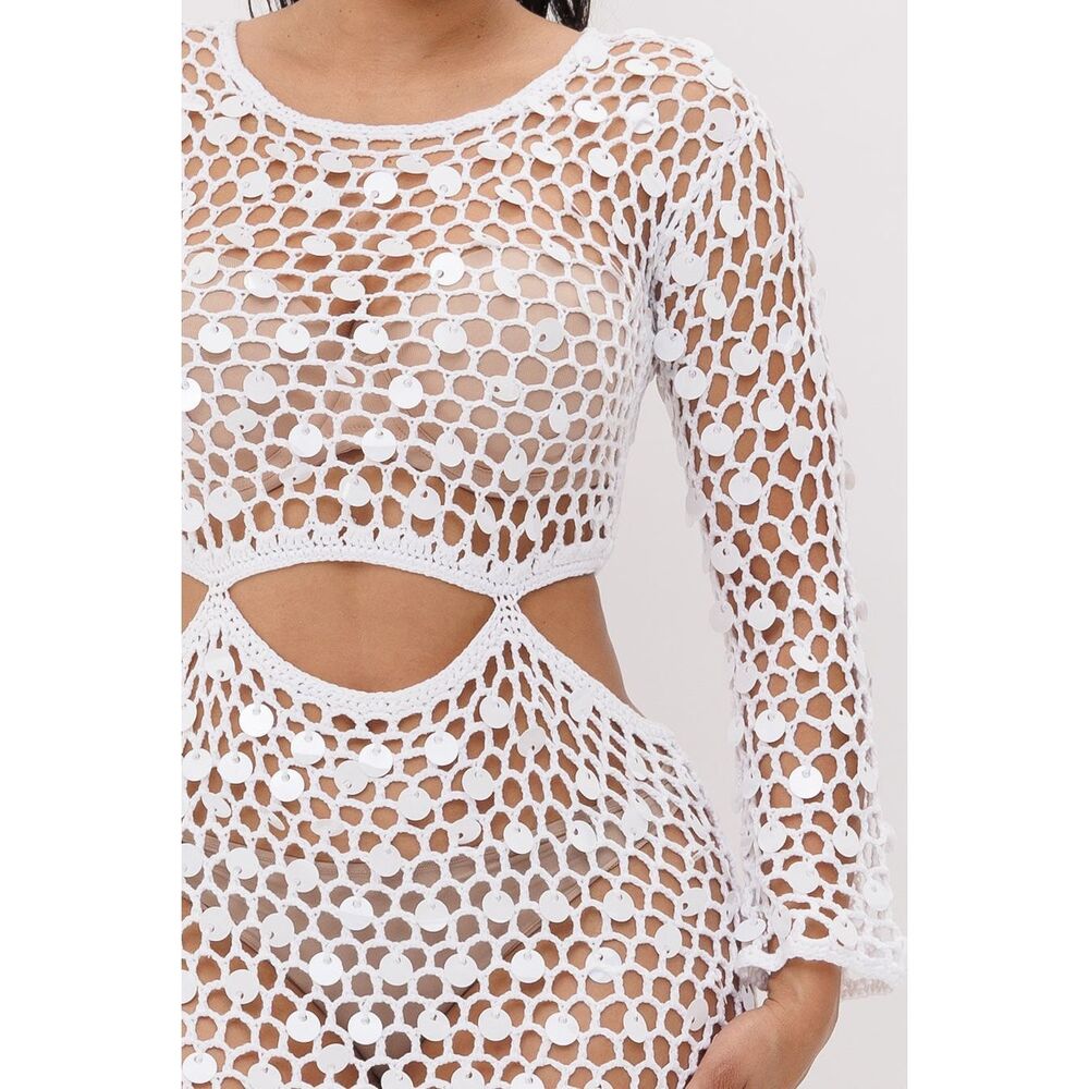Line & Dot White Crochet Midi Dress - Picture 2 of 6